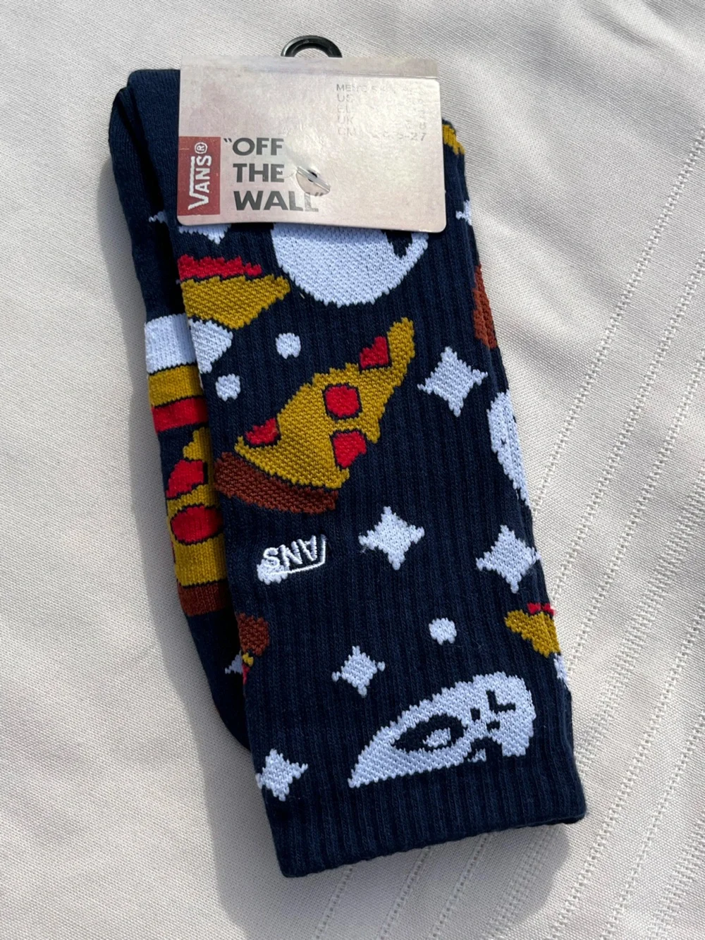 Vans Navy Blue Socks with Pizza & Alien Motif
